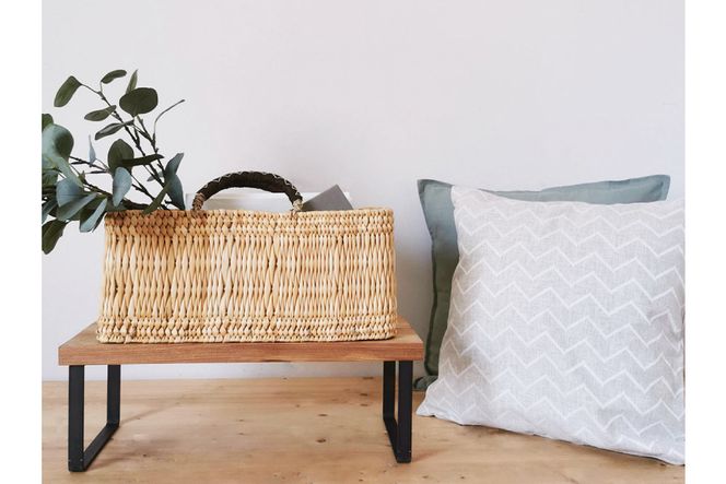 棚 無垢材とアイアンのシェルフ ライトブラウン M47cm 約横47cm×高16cm×奥行19cm 完成品 [新星金属製作所 大阪府 守口市 20940894] 家具 インテリア シェルフ 植物置き 靴棚 飾り棚 収納 日本製