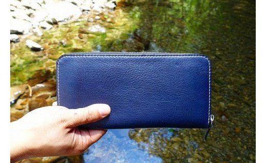職人手縫い】和歌山日本鹿革長財布 青龍(青色)AJ002(和歌山県 職人手縫い】和歌山日本鹿革長財布 青龍(青色)AJ002(和歌山県