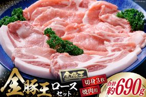 豚肉 金豚王 ロース セット 焼肉用 300g ＆ 切身 130g×3 計690g 冷凍 [かねまる 静岡県 吉田町 22424082] 肉 豚 ぶた ブランド肉 きんとんおう 焼肉用 切り身 とんかつ 600グラム以上