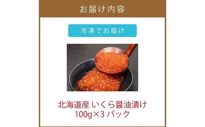  《14営業日以内に発送》北海道産 いくら醤油漬け 100g×3パック ( いくら イクラ 醤油漬け しょう油 鮭卵 )【114-0066】