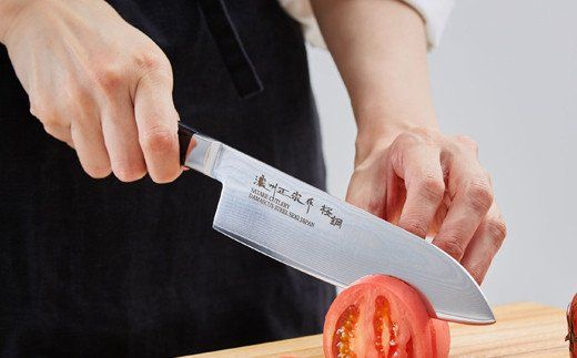 H20-88 濃州正宗作 ダマスカス 三徳包丁 プロフェッショナル