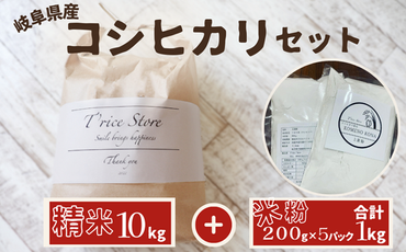 BE-33a 岐阜県産 コシヒカリ と コシヒカリ１００％ 米粉 の セット【精米１０kg 上新粉１kg】
