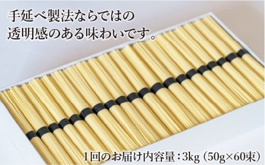 【定期便 6回】手延べ パスタ 3kg (50g×60束) / 南島原市 / 池田製麺工房 [SDA018]
