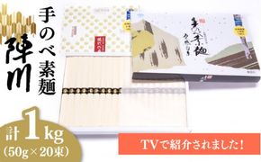 【手のべ陣川】熟成麺 島原 手延べ そうめん 1kg/ L-20/化粧箱 / 南島原市 / ながいけ [SCH008]