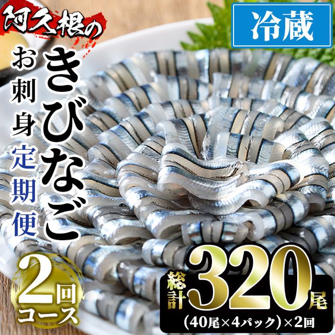 ＜定期便・全2回(冷蔵便)＞鹿児島県産！阿久根のきびなごお刺身セット(40尾×4P×2回)国産 魚介 おつまみ おかず 頒布会 青魚 子魚 小分け【椎木水産】a-23-4-z