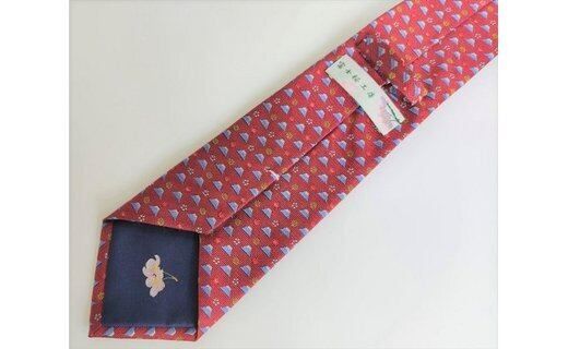 富士桜工房シルクネクタイ「富士と四季(赤)」限定オリジナルデザイン FAA1037