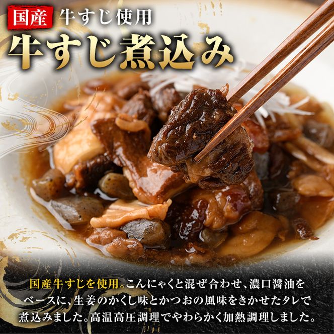 国産牛すじ煮込み(計10パック・200g×10パック) 牛 肉 牛すじ 煮込み 大容量 小分け 国産 ホルモン おかず 簡単調理 煮込み料理 湯煎 レンジ パック【スターゼン】a-20-23