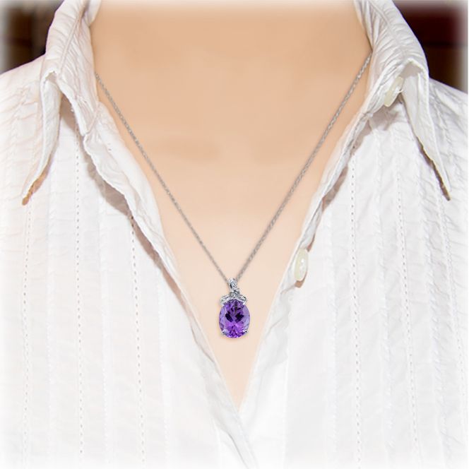 アメジスト ペンダント 4ct K10WG （26350）　BR-42