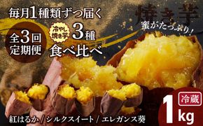 【全3回】毎月1種類ずつ届く 冷やし焼き芋定期便 約1kg×3回（計3種） 芋スイーツ H047-038