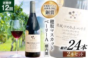 定期便 ワイン セット 赤 穂坂マスカット・ベーリーA シングル・ヴィンヤード 栽培責任者 横内栄人 750ml×2本×12回 酒 ワイン 赤ワイン/ シャトー・メルシャン 勝沼ワイナリー / 山梨県 韮崎市 [20743326]