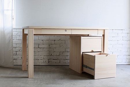 国産ヒノキ学習机とキャビネットのセット