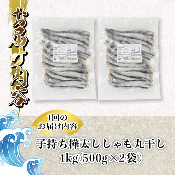 【定期便・全4回】3ヵ月に1回お届け！子持ち樺太ししゃも丸干し (総量4kg・1kg×4回) 干物 ししゃも シシャモ 丸干し 魚 海鮮 冷凍 大分県 佐伯市【AP86】【(株)ヤマジン】