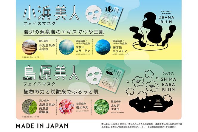 CE206 雲仙温泉郷フェイスマスク3種セット　～おうちでカンタン温泉美容セット～