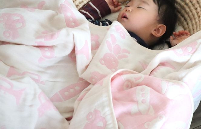 G1926 【babybear】泉州南部織 6重ガーゼハーフケット（ピンク）