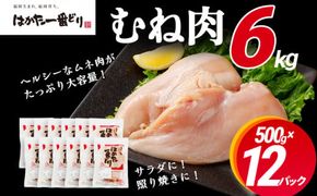 鶏肉 はかた一番どり 胸肉 500g×12パック