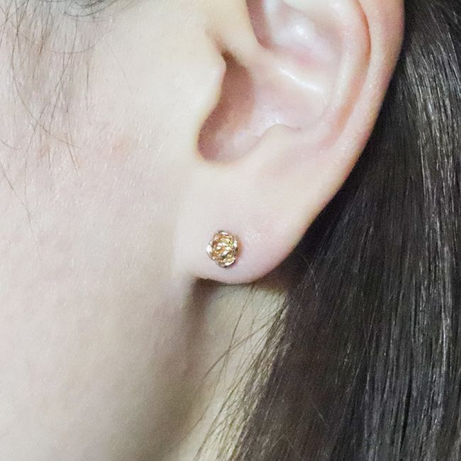 K18PG　ローズ（薔薇）ピアス　BQ-132