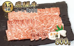 店主こだわり雌牛 飛騨牛A5等級　ロース　焼肉用　約800g [No.065]