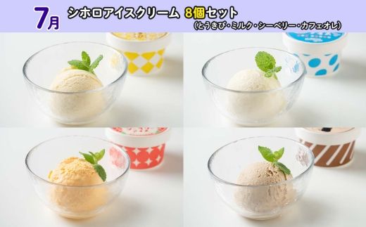 北海道 しほろ アイスクリーム 定期便 全4回 ミルク 季節限定 とうきび カフェオレ シーベリー バニラ アイス 古田牧場 士幌高校 送料無料 十勝 士幌町【X30】