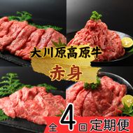 【CF】《定期便》全4回お届け！大川原高原牛　赤身(スライス・切り落とし・焼肉・しゃぶしゃぶ)