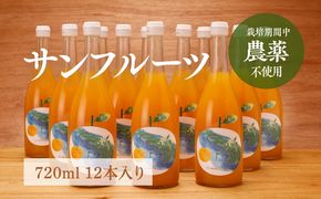 【栽培期間中農薬不使用】サンフルーツ ストレートジュース 720ml×12本入り ｜ 柑橘 みかん ミカン 蜜柑 フルーツ 果物 ギフト 贈り物 栽培期間 無農薬 愛媛県産　※離島への配送不可