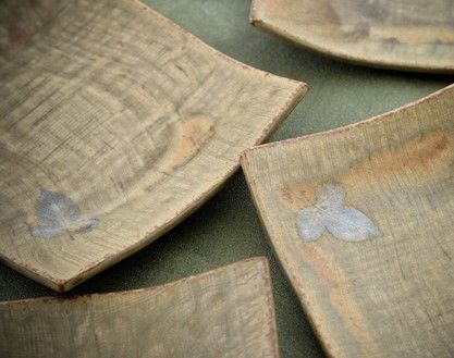 [P024] 真葉手灰釉長角皿　５枚セット