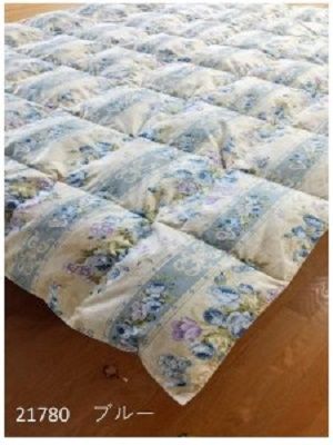 フランス産ホワイトダック90%羽毛布団　シングルサイズ（60サテン）　色：21780ブルー