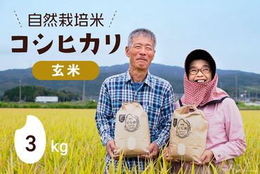 令和5年 自然栽培米 コシヒカリ 玄米 3kg×1 [農家にしの 石川県 宝達志水町 38600580] 米 お米 ご飯 ごはん