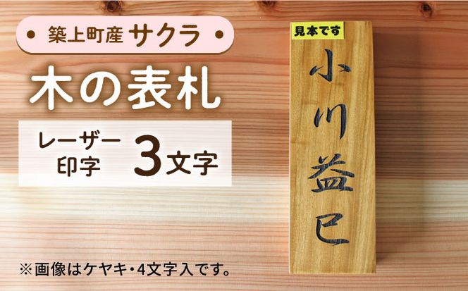 【築上町産木材】サクラの木 の 表札 3文字《築上町》【京築ブランド館】 [ABAI018]