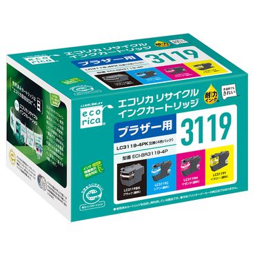 エコリカ【ブラザー用】 LC3119-4PK互換リサイクルインク 4色パック（型番：ECI-BR3119-4P）