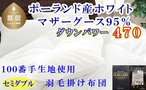 CK449 羽毛布団 セミダブルポーランド産マザーグース95%ダウンパワー470 １００番手170×210cm羽毛掛け布団