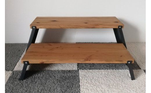 無垢材とアイアンのフラワースタンド Hi＆Lowセット 折りたたみ式 [新星金属製作所 大阪府 守口市 20940983] 