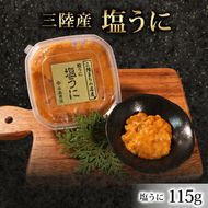 塩うに 115g×1パック 塩漬 甘口 冷凍 雲丹 寿司 汐うに 潮うに 海鮮 魚貝類 魚介類 キタムラサキウニ 小分け ウニ丼 ご飯 白米 おつまみ 三陸産 岩手県 大船渡市 [nakajima001]