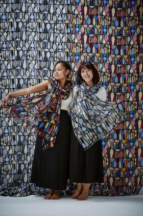 シルク×カシミアストール「ポテリー」マルチカラー[スティグリンドベリ]（男女兼用）天然素材ストール専門店muto FAA4033