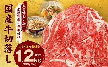 010B1368 【氷温熟成×極味付け】国産 牛肉 切り落とし 1.2kg（300g×4）丸善味わい加工