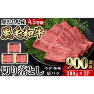 a856 ≪A5等級≫鹿児島県産黒毛和牛切り落とし計900g(300g×3P)【水迫畜産】姶良市 国産 牛肉 切り落とし