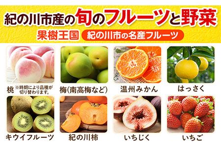 紀の川市の恵み 旬のフルーツ＆野菜セット 計3~5品《30日以内に出荷予定(土日祝除く)》和歌山県 紀の川市 フルーツ 果物 野菜 セット 桃 梅 みかん 新玉ねぎ なす トマト キャベツ---wfn_cwlocal68_30d_25_11000_3h5h---