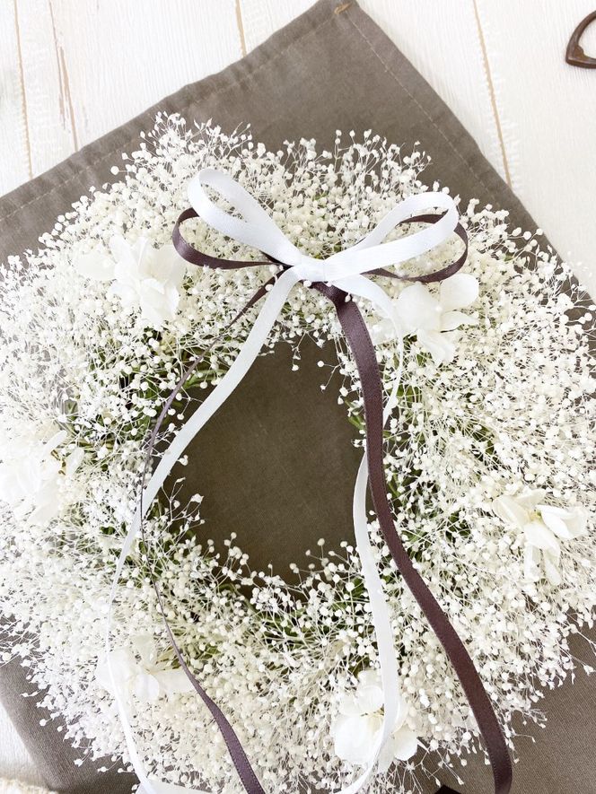 AJ093-1 プリザーブドフラワーリース【アンジュ/ホワイト】春日部市 シュガーパイン