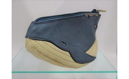 「鞄工房　香」くじらのポーチ ブルー FAA3005