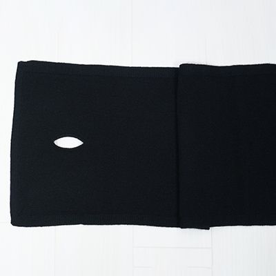 E1406国産カシミヤ糸使用国内生産カシミヤ１００％ショートマフラー（ブラック）