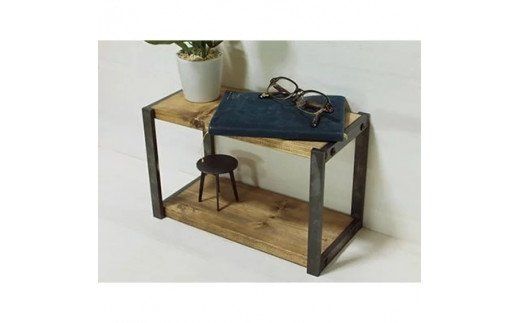 無垢材 アイアンシェルフ 2段 Sサイズ [新星金属製作所 大阪府 守口市 20940913] リビング 玄関 靴箱 シェルフ 本棚 子供部屋 トイレ インテリア 収納