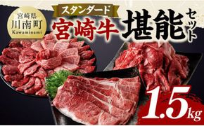 宮崎牛 堪能セット 【スタンダード】 合計1.5kg 【 肉 牛肉 国産 宮崎県産 黒毛和牛 和牛 モモスライス カルビ 】[D11413]