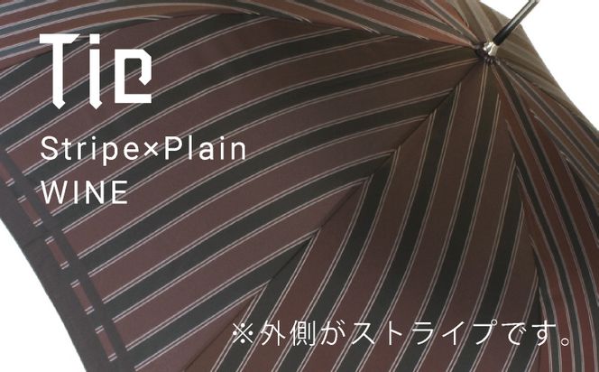 CB064【槙田商店】紳士長傘　Tie Stripe×Plain　WINE