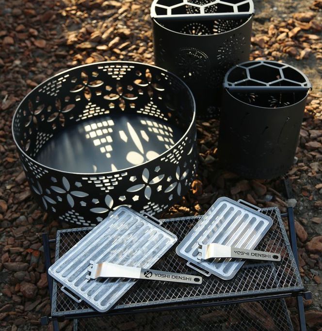 グランピングストーブ（S）＋薪入れ五徳（S）セット　アウトドア キャンプ 焚き火 たき火 たきび 焚火 ※着日指定不可◇