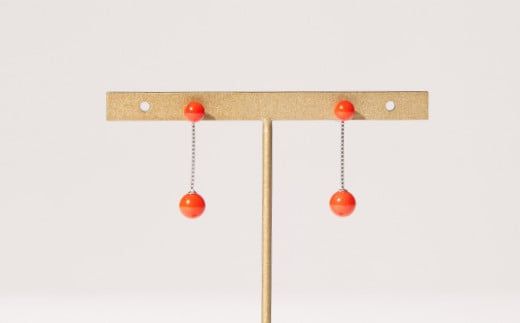 赤サンゴ2wayピアス［K18WG］_kn052