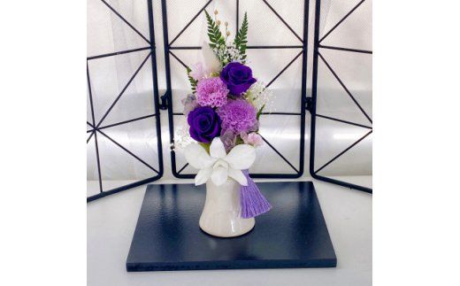 AJ014-1 プリザーブドフラワーアレンジ 【心音(ここね)/ 藤】春日部市 シュガーパイン