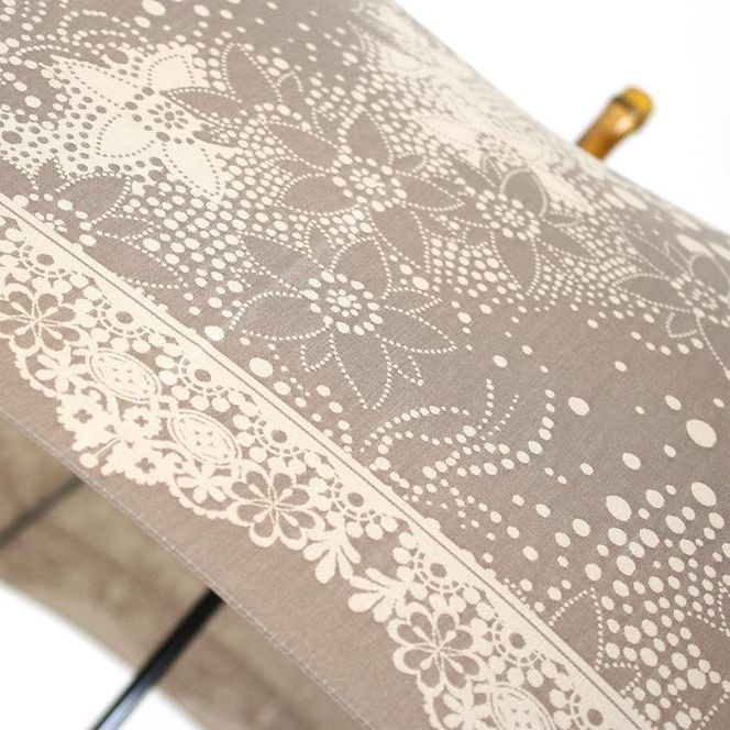 槙田商店【晴雨兼用】長傘 kirie ドットフラワー：モカブラウン FAA5039