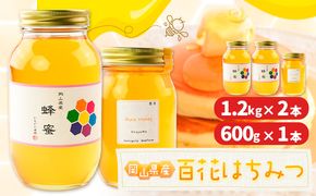 はちみつ 蜂蜜 百花 600g×1本 1.2kg×2本 計3本 かもがた養蜂 《30日以内に出荷予定(土日祝除く)》 岡山県 浅口市 送料無料 ハチミツ 百花蜜 百花はちみつ 岡山県産---124_362_30d_23_35500_3---