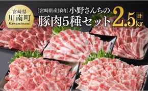 宮崎県産豚肉 小野さんちの"豚肉５種セット” 2.5kg【 豚肉 豚 肉 宮崎県産 しゃぶしゃぶ 焼肉 セット 和洋中】 [E10506]