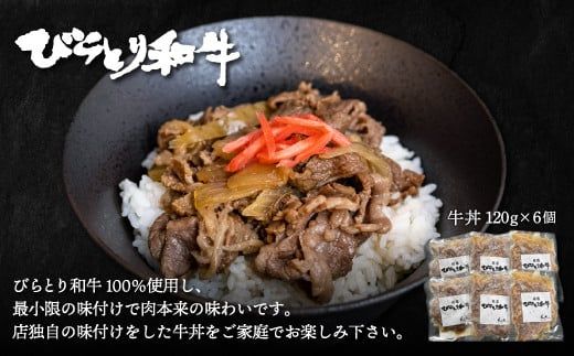 びらとり和牛牛丼120ｇ6個 ふるさと納税 人気 おすすめ ランキング 和牛 肉 牛丼 北海道 平取町 送料無料 BRTB033