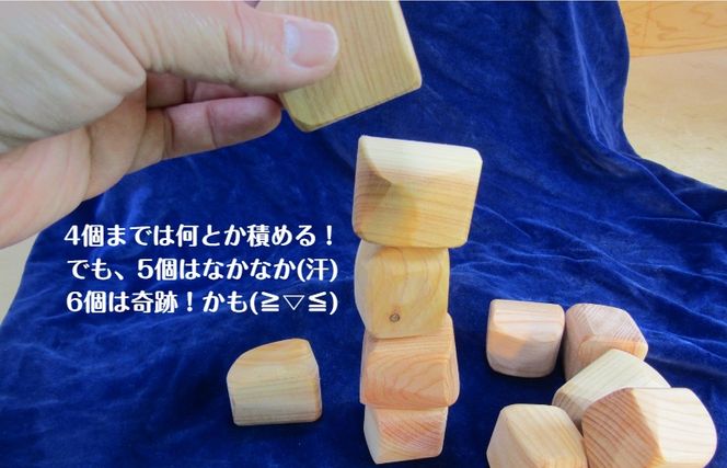 099H2101 手作り国産桧製 積みづらい積み木「積めますか？」